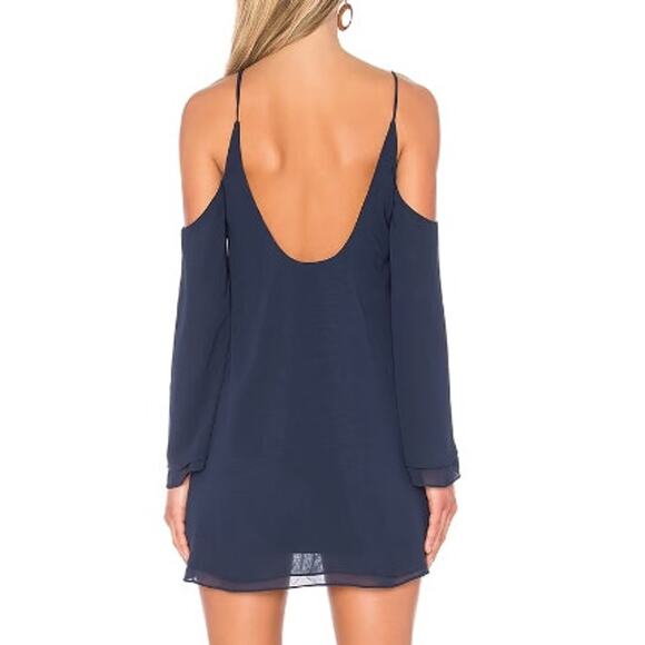 NWT LOVERS & FRIENDS Lucy Navy Cutout Shoulder Chiffon Mini Dress Size Small - Picture 5 of 12